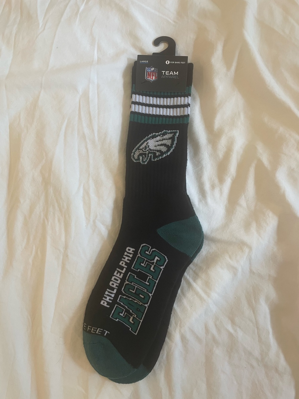 NFL Philadelphia Eagles Black, Green & White Crew Socks